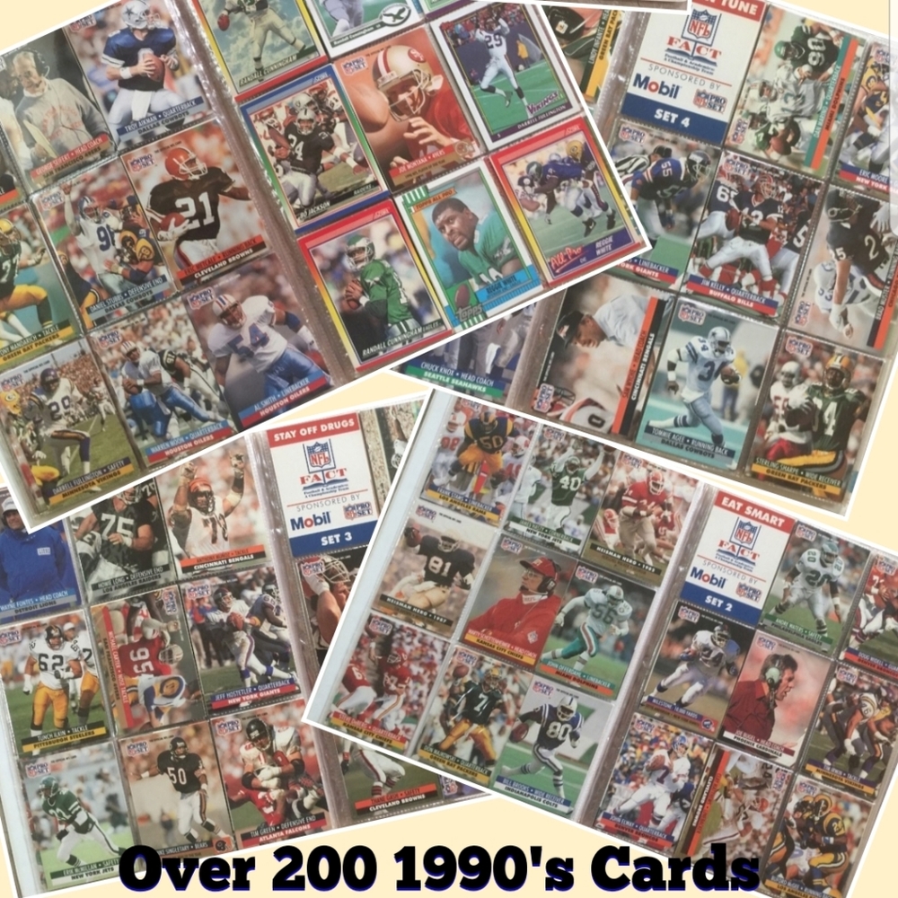 OVER Two Hundred 1990 NFL Cards/Sets in Plastic